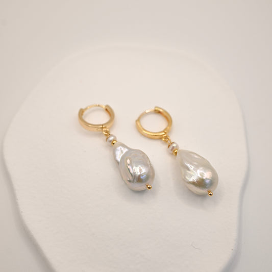 Echo Baroque Pearl Hoop Earrings