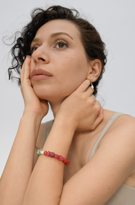 Agate Aventurine Balance In Pearl Bracelet