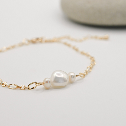 Gold Filled Trio Pearl Bracelet