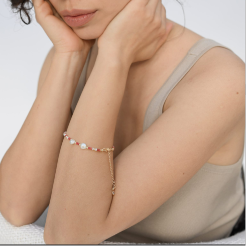 Path of Light Coral Pearl Bracelet