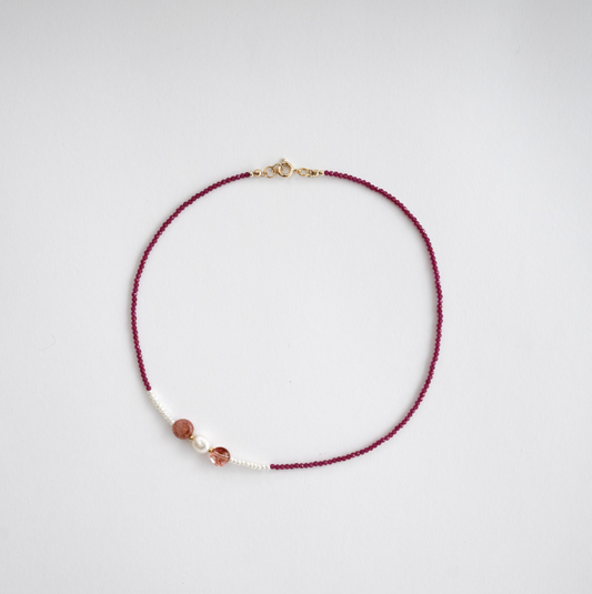 Pink Ruby In Pearl Necklace