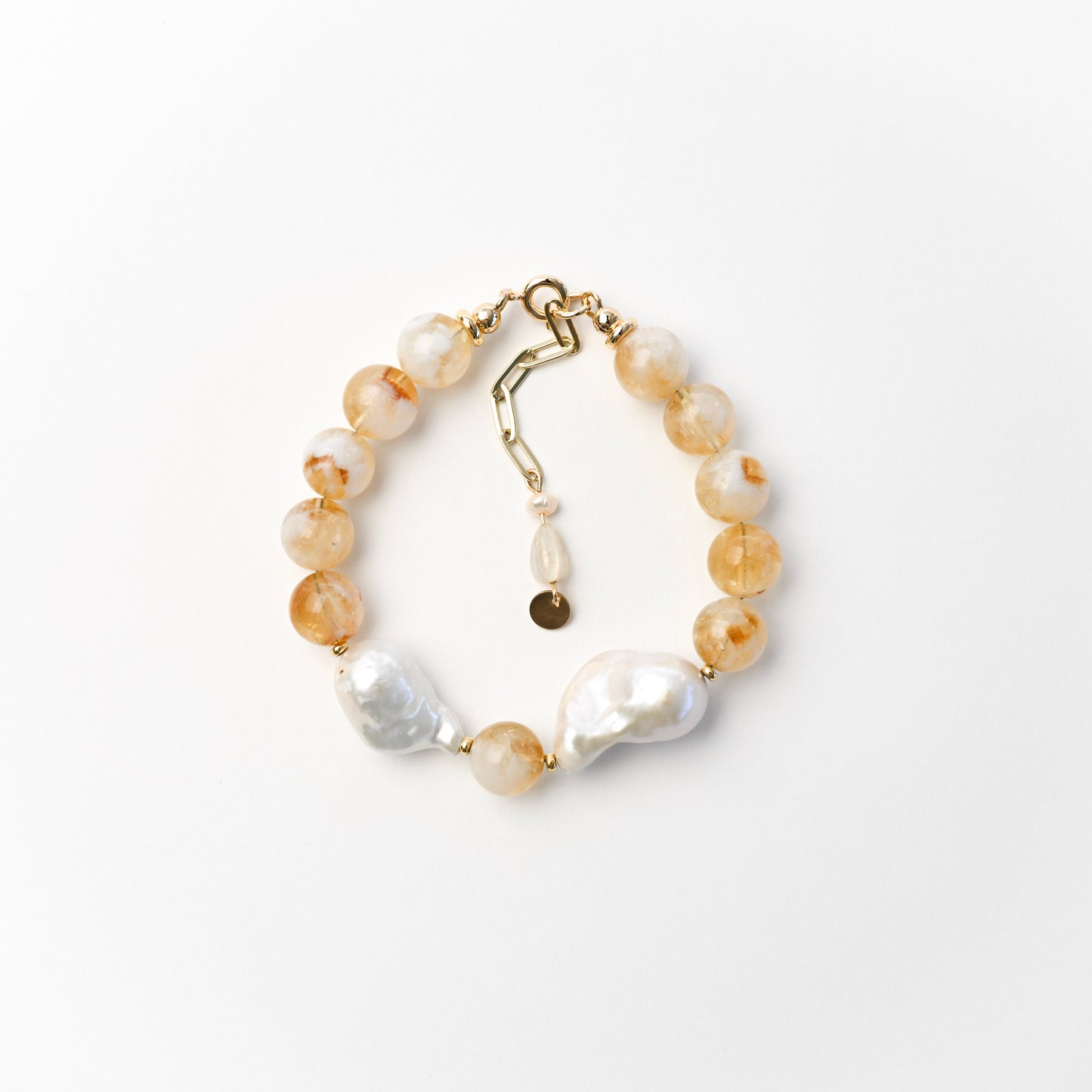 You and Me Citrine In Baroque Pearl Bracelet