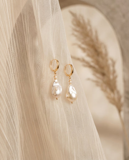 Echo Baroque Pearl Hoop Earrings