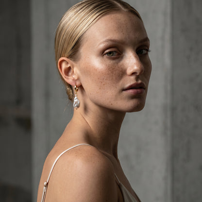 Echo Baroque Pearl Hoop Earrings