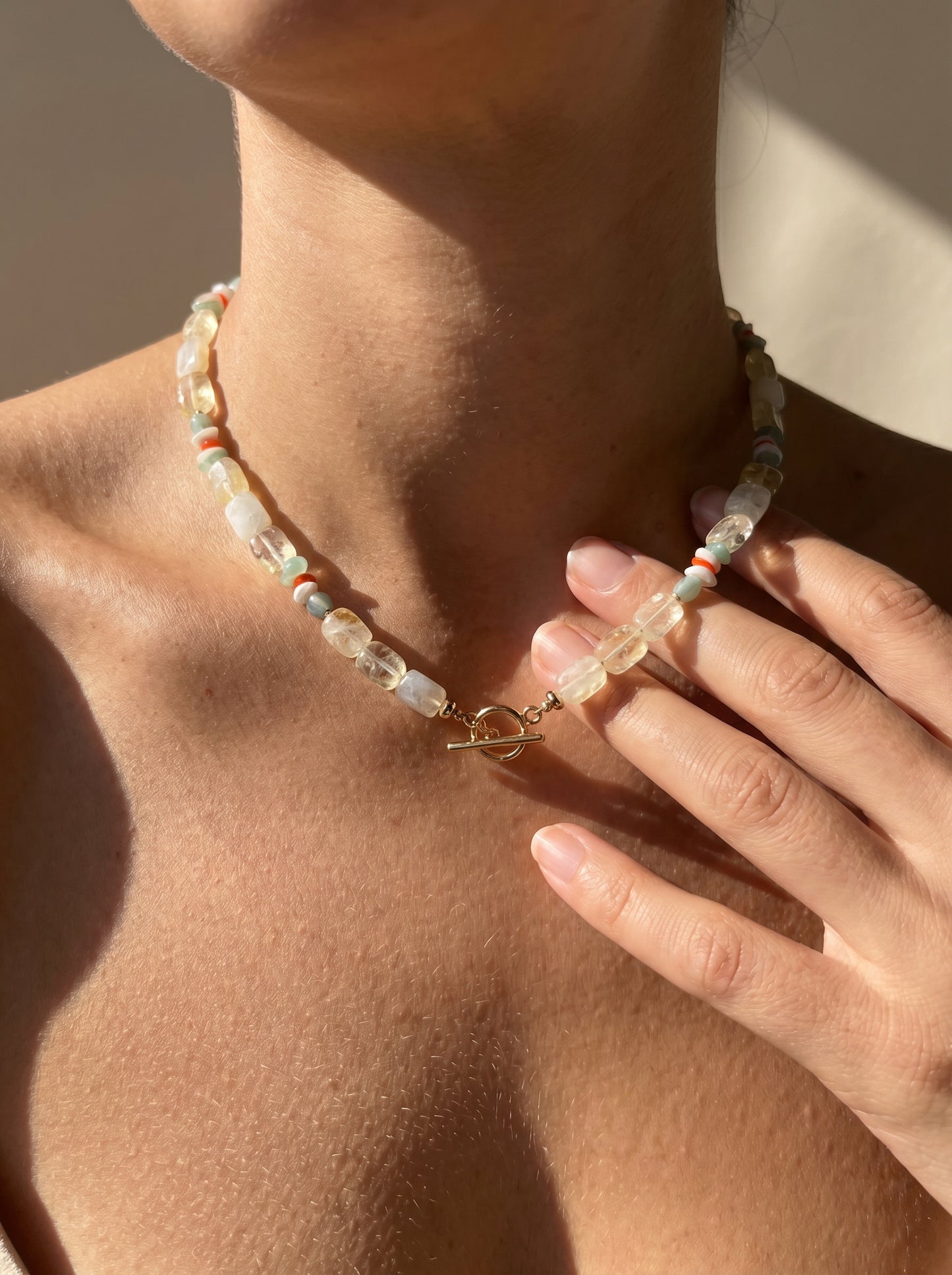 Citrine Glow T Bar Necklace