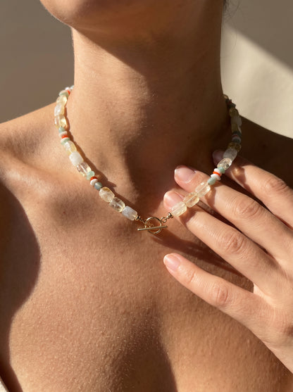 Citrine Glow T Bar Necklace