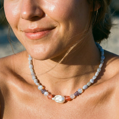 Chalcedony Graceful In Baroque Pearl Necklace