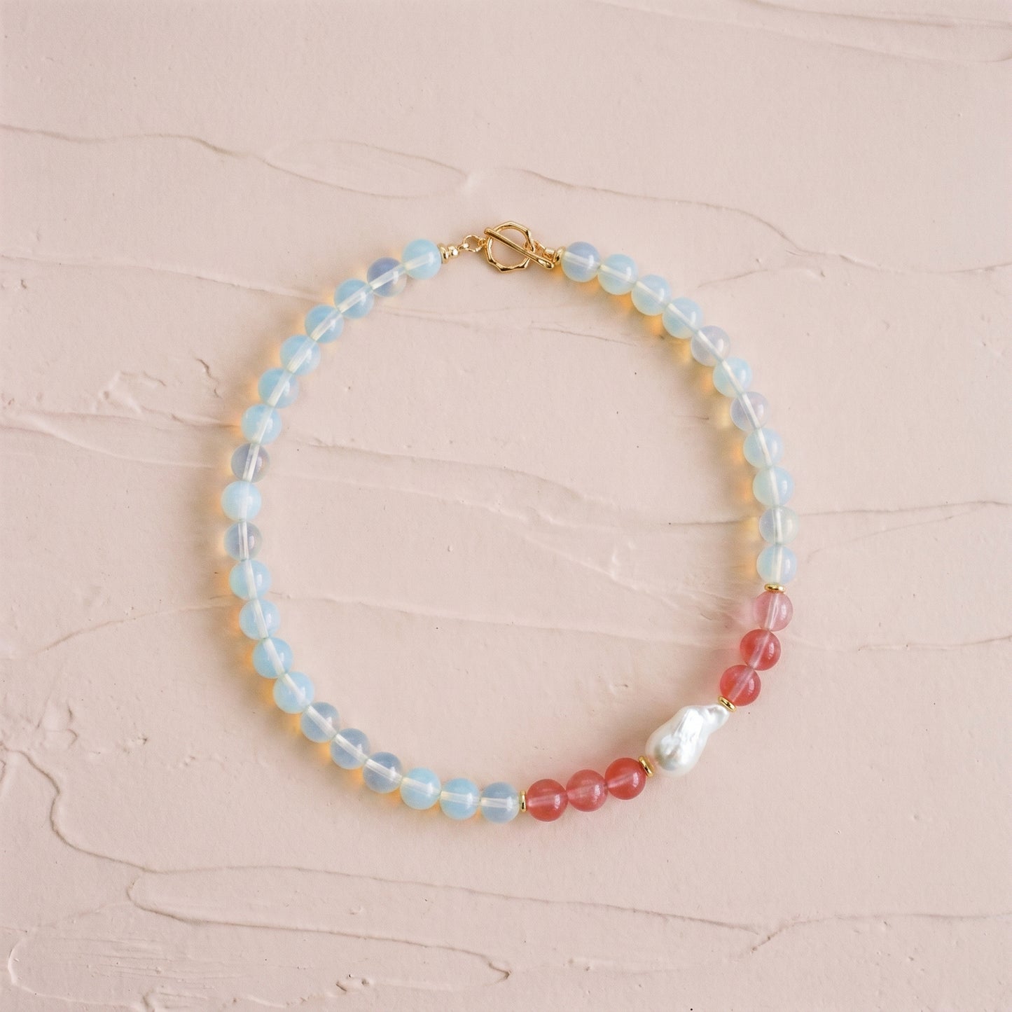 Moonveil Quartz In Baroque Pearl Necklace
