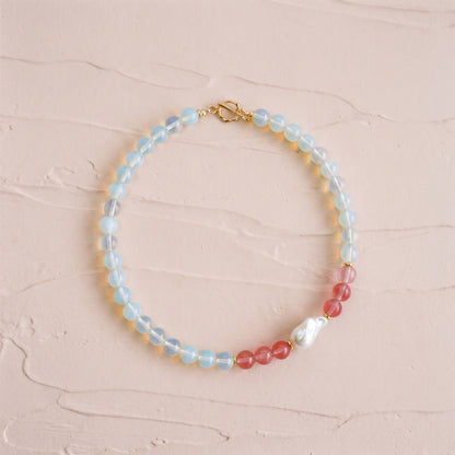 Moonveil Quartz In Baroque Pearl Necklace