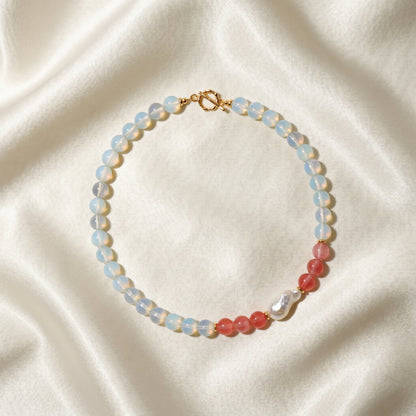 Moonveil Quartz In Baroque Pearl Necklace
