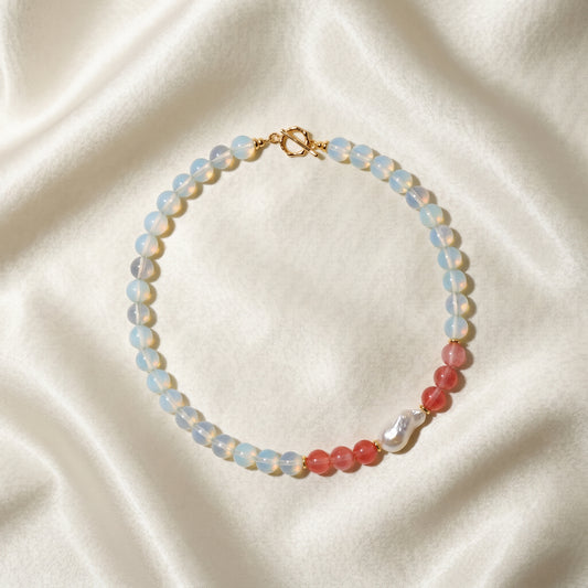 Moonveil Quartz In Baroque Pearl Necklace