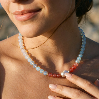Moonveil Quartz In Baroque Pearl Necklace