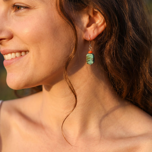 Turquoise Wave Drop Earrings
