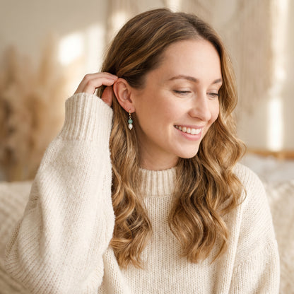 Jade Pearl Drop Hoop Earrings