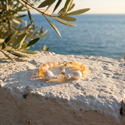 You and Me Citrine In Baroque Pearl Bracelet