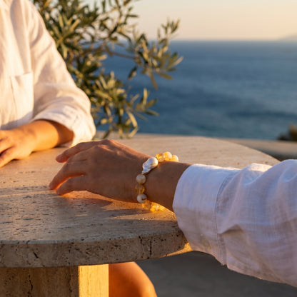 You and Me Citrine In Baroque Pearl Bracelet