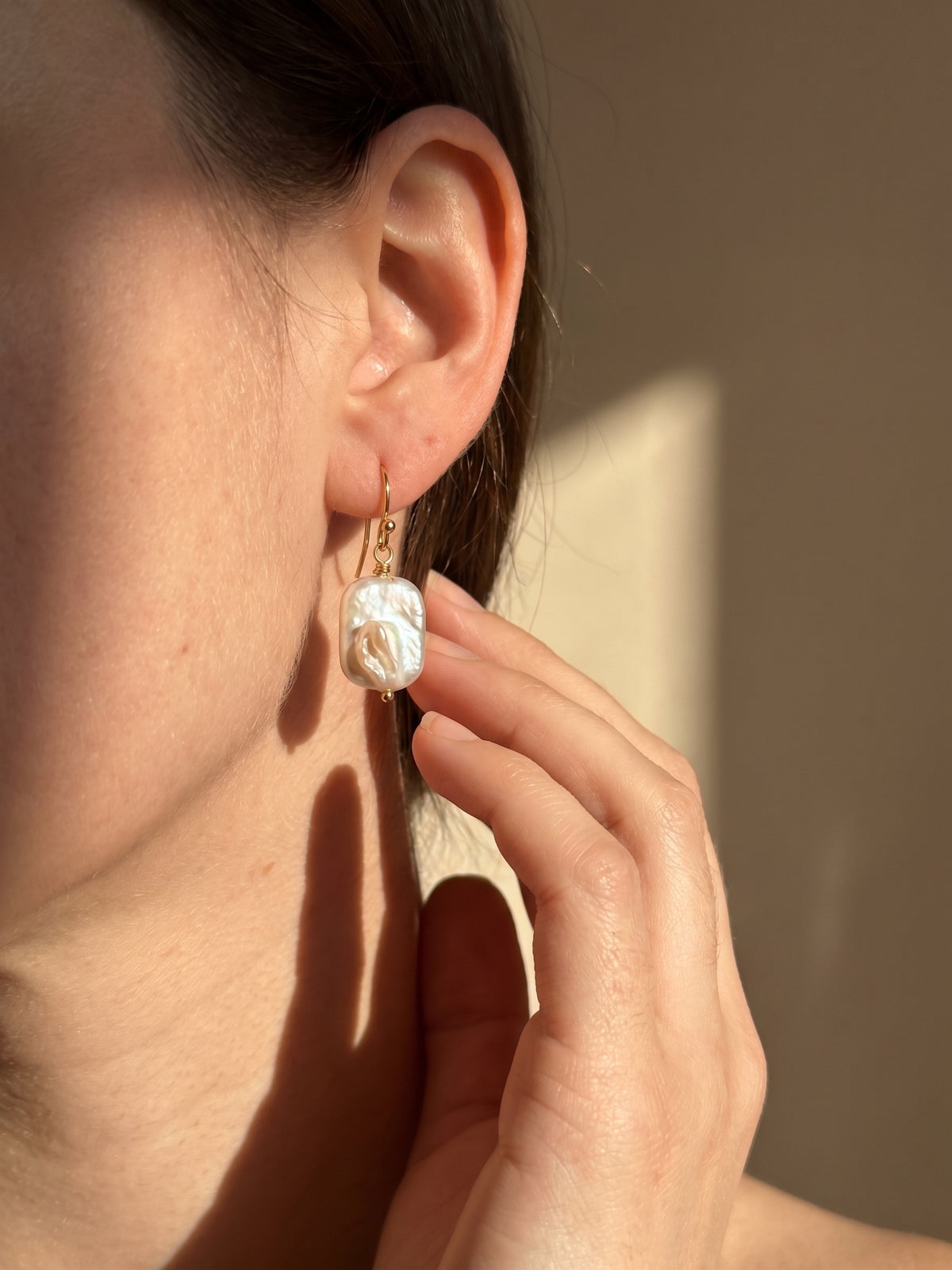 Golden Baroque Pearl Earrings