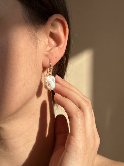 Golden Baroque Pearl Earrings