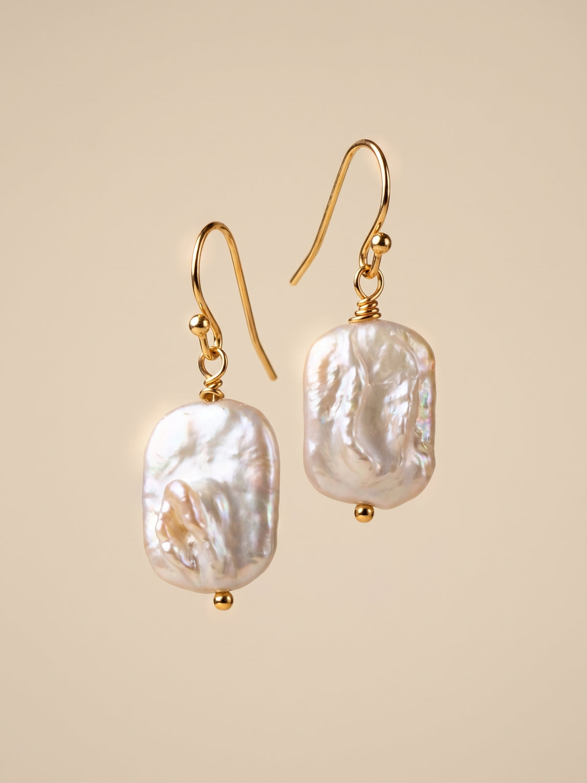 Golden Baroque Pearl Earrings