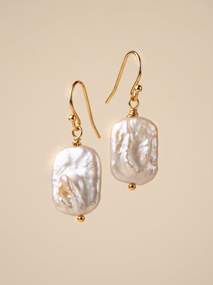 Golden Baroque Pearl Earrings