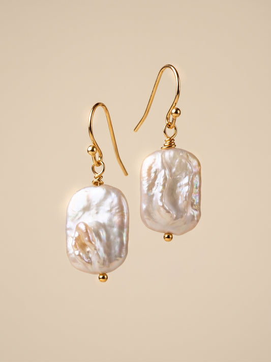Golden Baroque Pearl Earrings