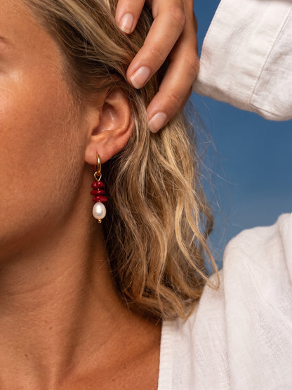 Crimson Pearl Earrings