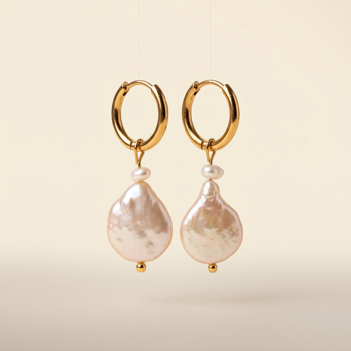 Moonlit Pearl Hoop Earrings