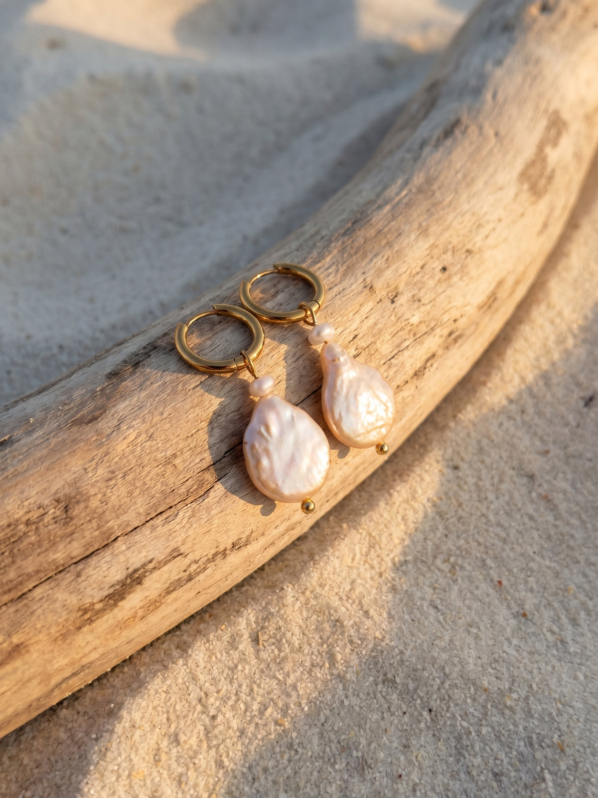 Moonlit Pearl Hoop Earrings