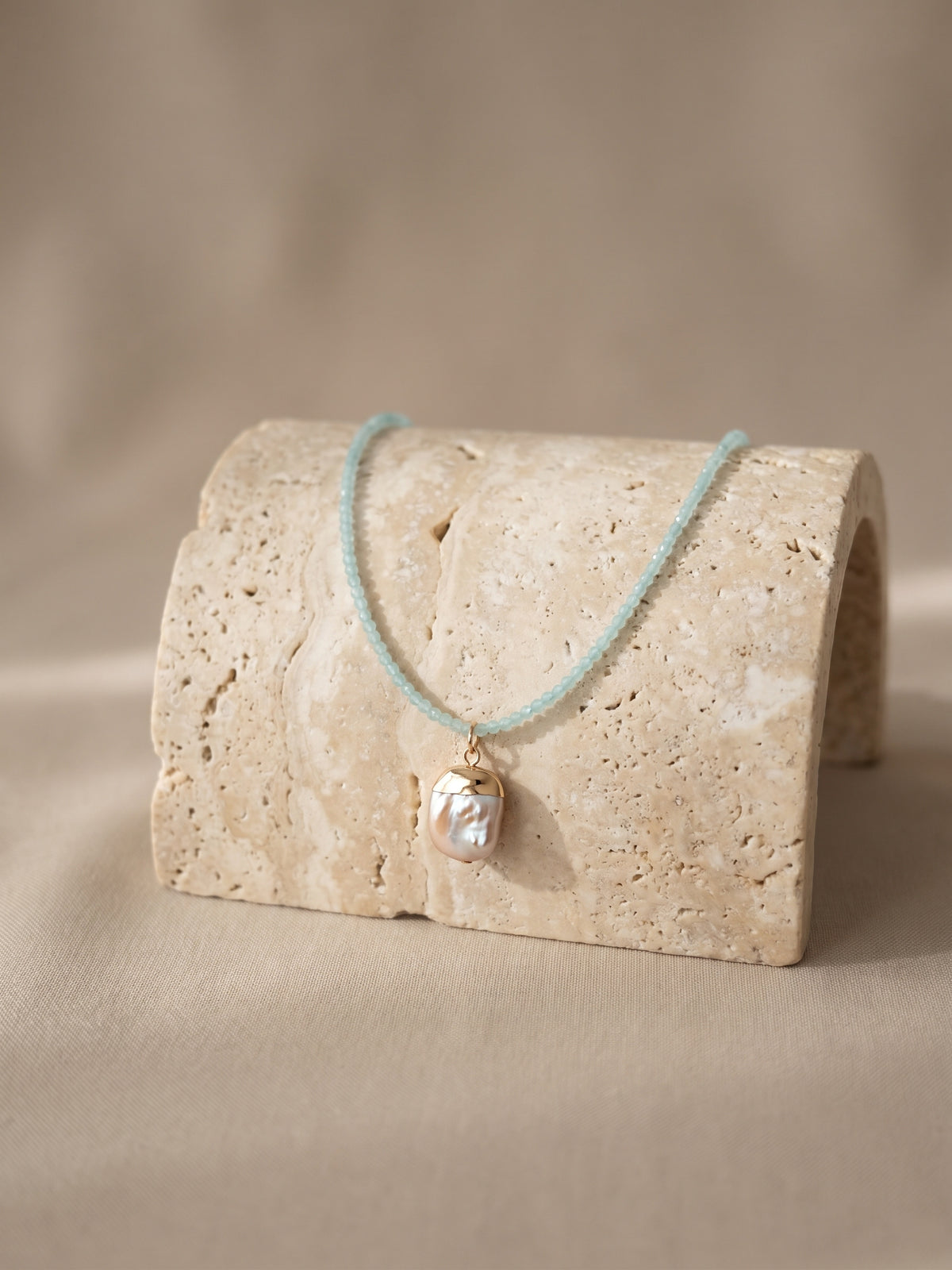 Apatite Pearl Charm Necklace