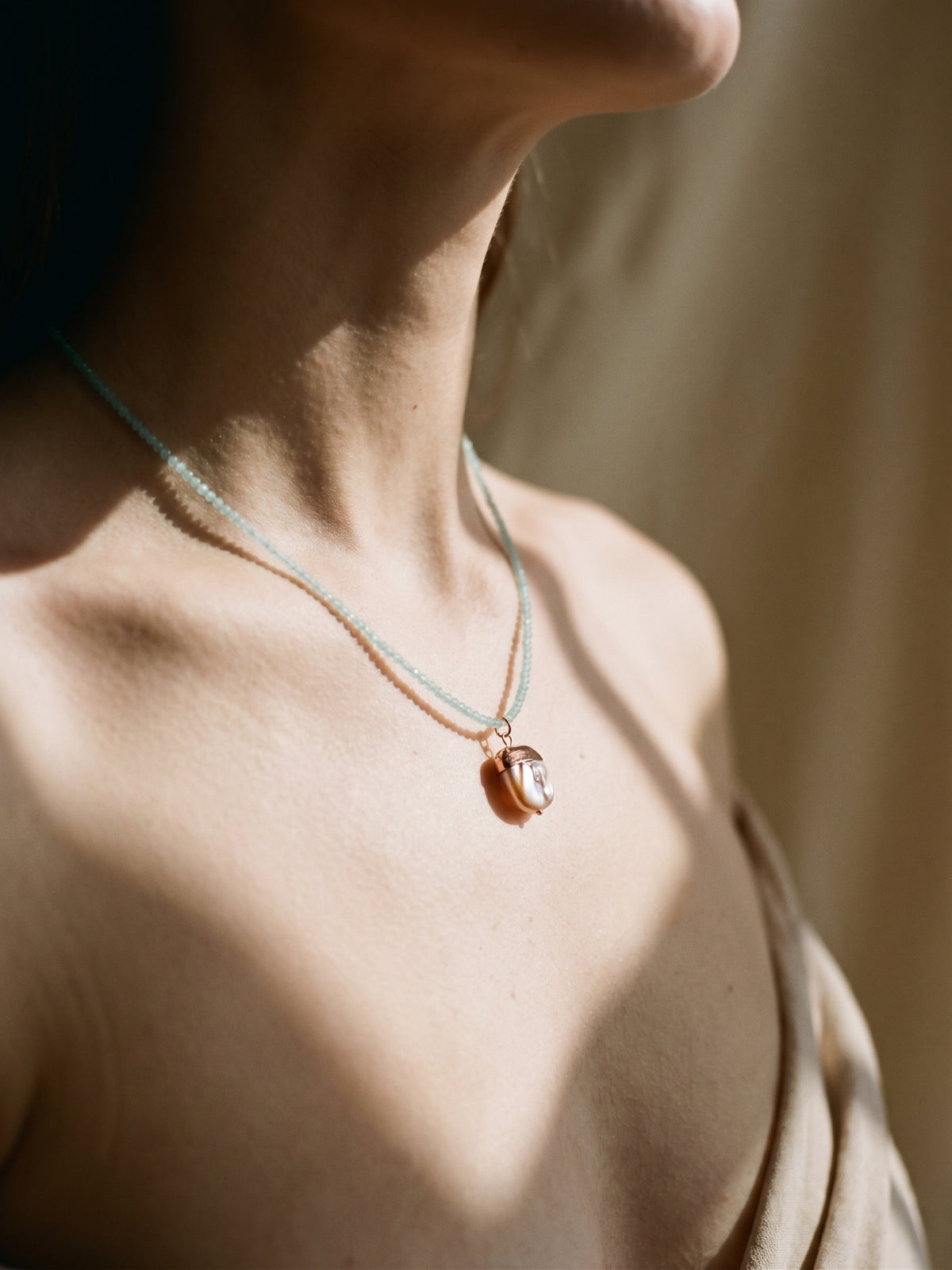 Apatite Pearl Charm Necklace