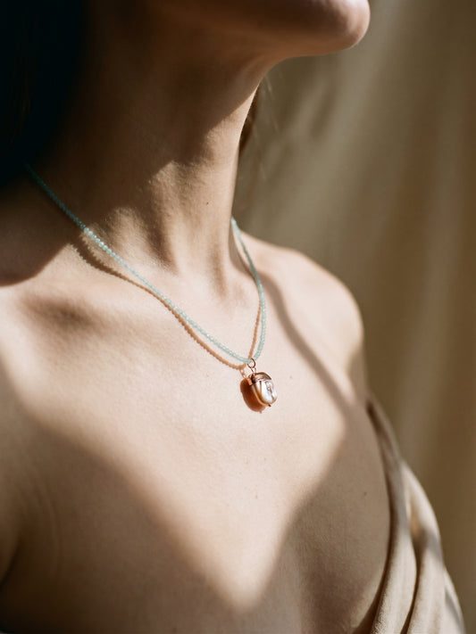 Apatite Pearl Charm Necklace