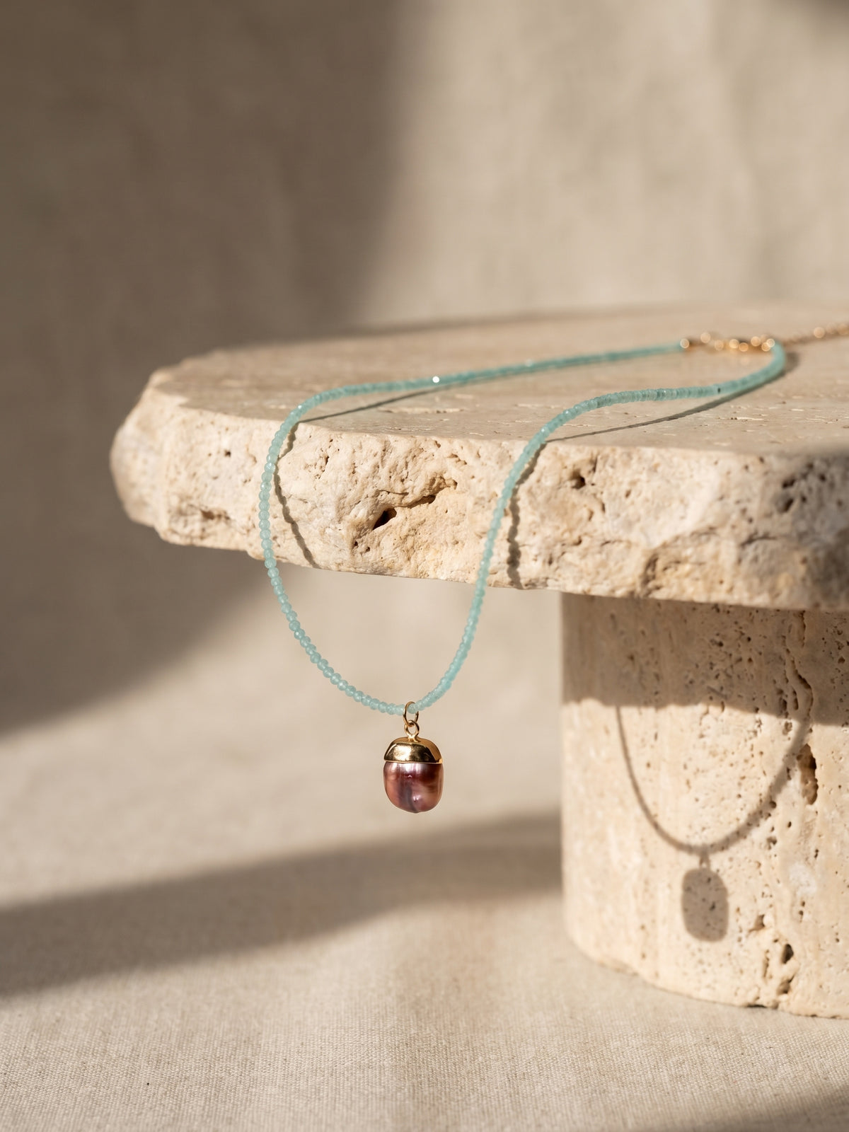 Apatite Pearl Charm Necklace