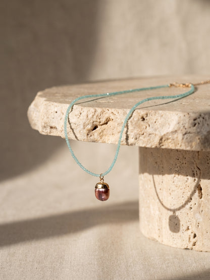 Apatite Pearl Charm Necklace