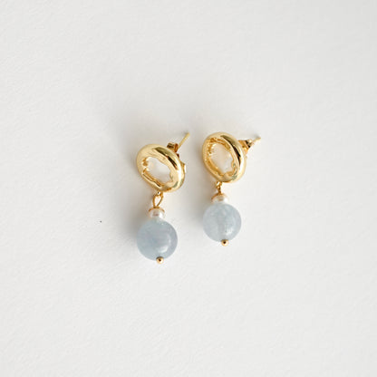 Ocean Whisper Aquamarine In Pearl Earrings