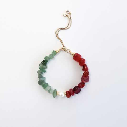 Agate Aventurine Balance In Pearl Bracelet