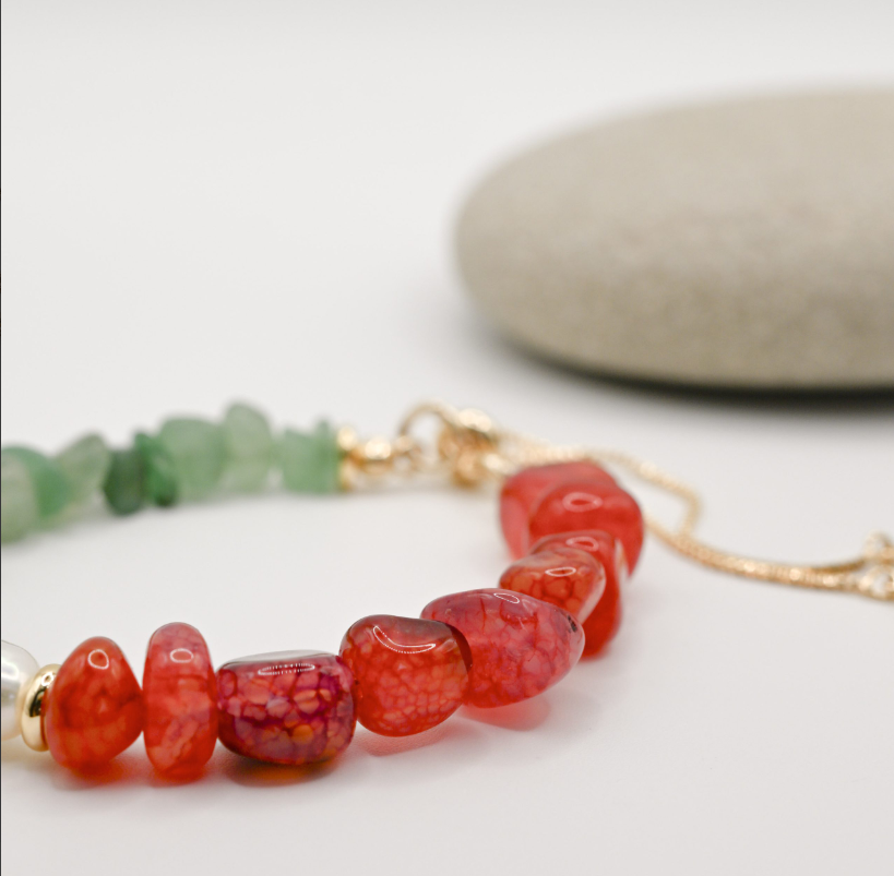 Agate Aventurine Balance In Pearl Bracelet