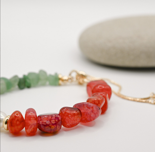 Agate Aventurine Balance In Pearl Bracelet