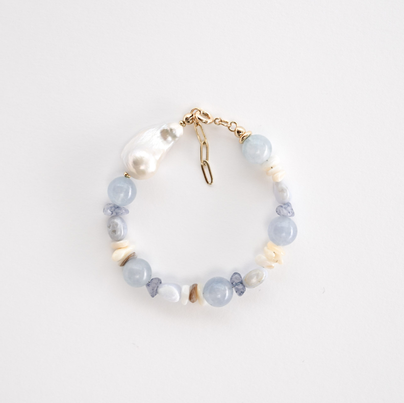 Aquamarine Ocean In Baroque Pearl Bracelet