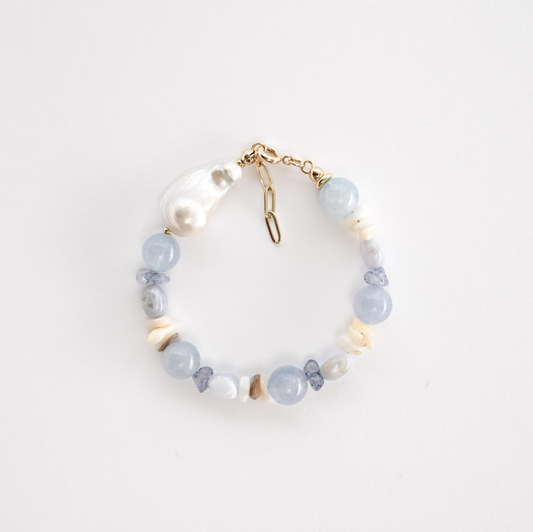 Aquamarine Ocean In Baroque Pearl Bracelet