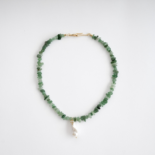Aventurine Sprout In Baroque Pearl Necklace