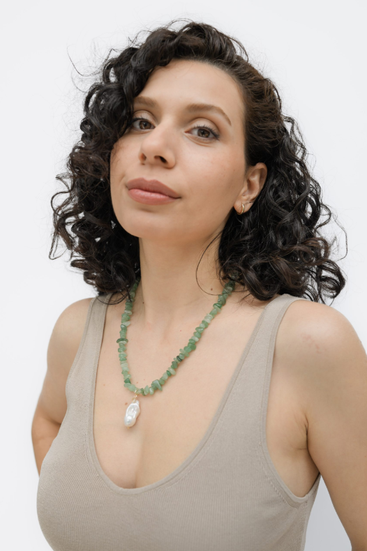 Aventurine Sprout In Baroque Pearl Necklace