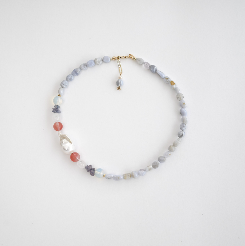 Chalcedony Graceful In Baroque Pearl Necklace
