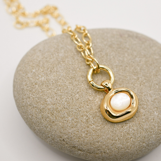 Gold Filled Mother of Pearl Charm Necklace