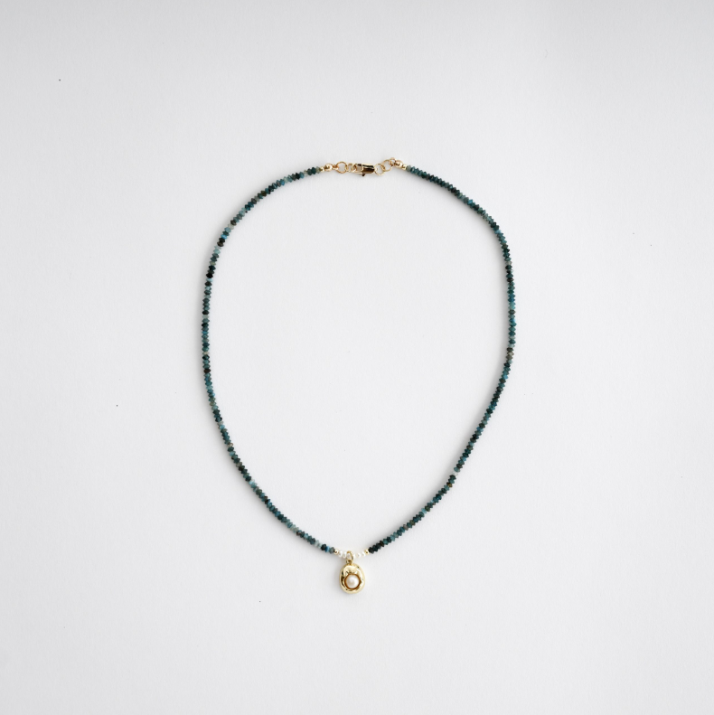 Gold Filled Pearl Charm Apatite Necklace