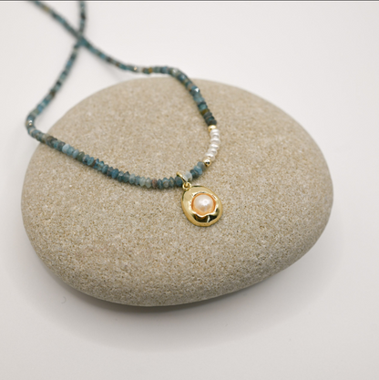 Gold Filled Pearl Charm Apatite Necklace