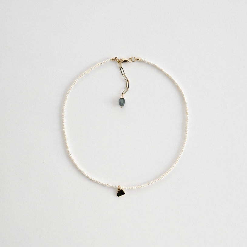 Heart Charm Tiny Pearl Necklace
