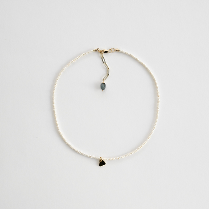 Heart Charm Tiny Pearl Necklace