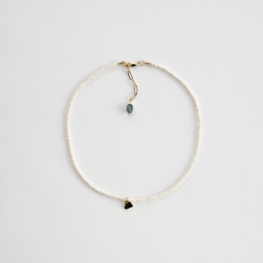 Heart Charm Tiny Pearl Necklace