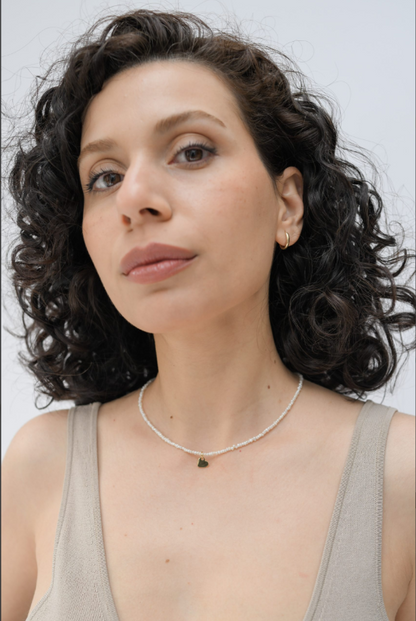 Heart Charm Tiny Pearl Necklace