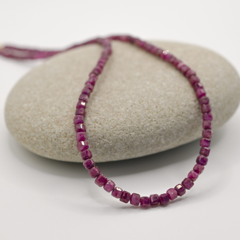Mini Cube Ruby Necklace
